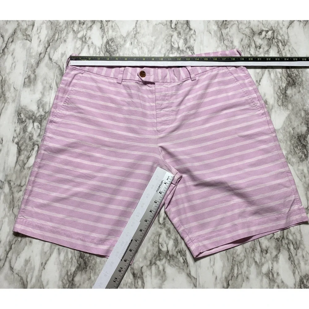 FRENCH CONNECTION Mens Shorts Size 38 Pink Striped Button‎ Fly Chino